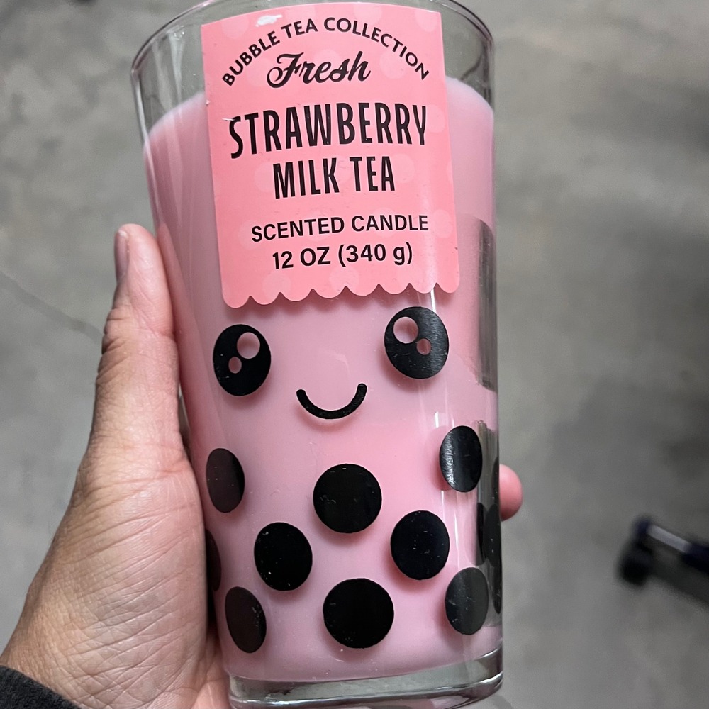 Fresh Strawberry Milk Tea Scented Candle 12oz Bubble‎ Tea Collection Kawaii Boba